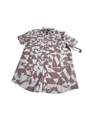 Volcom men’s M Short Sleeve Button-Down Shirt Abstract Geometric Pattern Mauve
